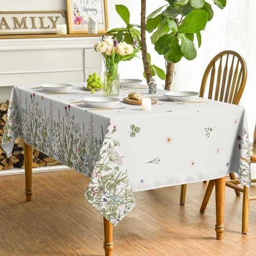 Spring Summer Tablecloth 60x84 Inch Rectangular, 60" x 84" (Rectangular) Beige