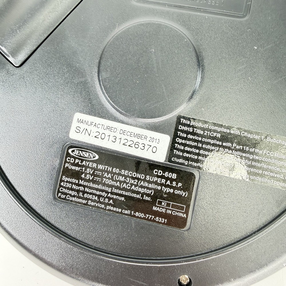 Jensen Walkman Portable CD Player CD-60B Black