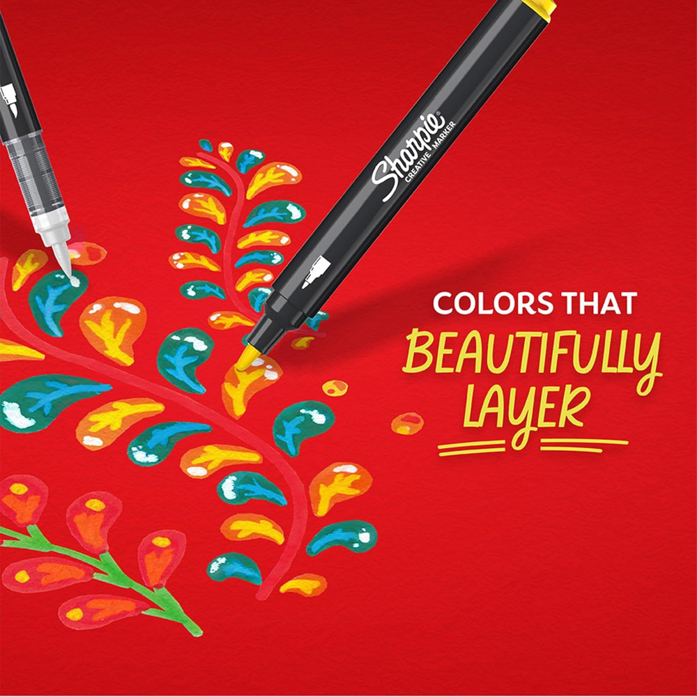 Sharpie Creative Markers, Combo Pack, Water-Based Acrylic, Bullet & Brush Tips,