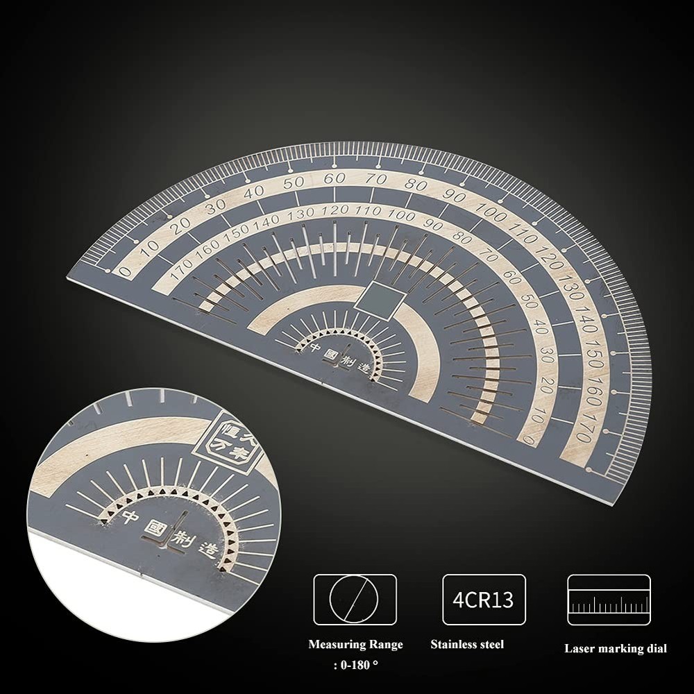 Precision Marking Protractor Stainless Steel Angle Finder Woodworking Hole