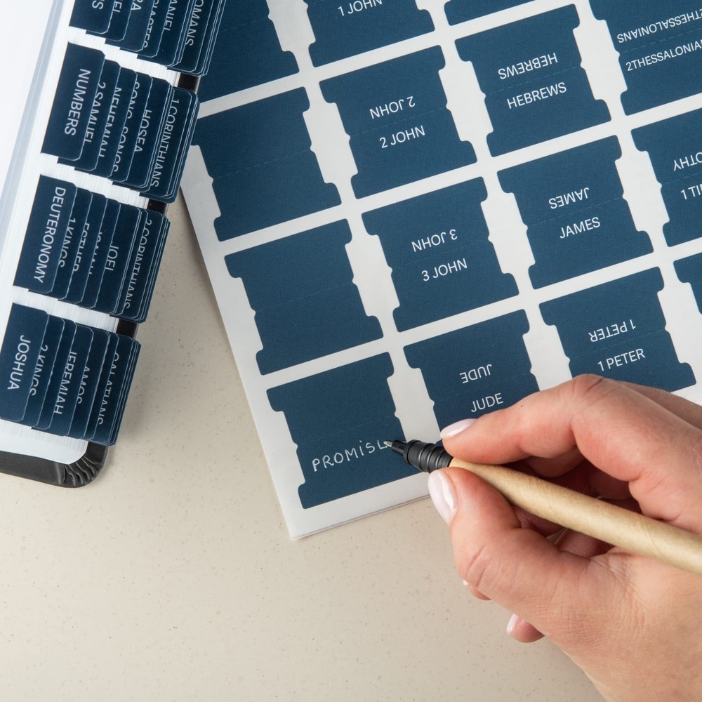 Laminated Bible Tabs - Easy Apply Large Print Index Tabs for Study Journaling