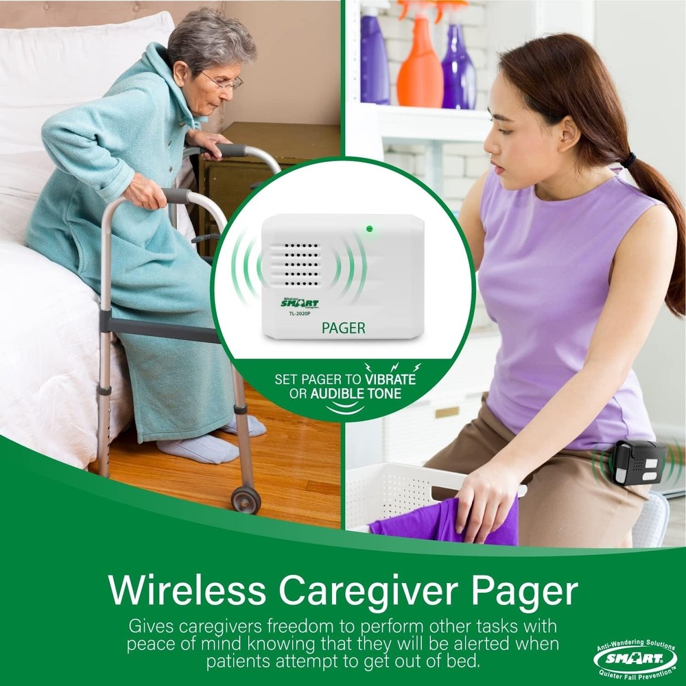 ~NEW~Smart Caregiver Wireless Bed Exit Sensor Alarm & Audio+ Pager Alert System