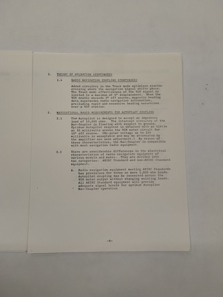 Brittain Industries Mooney Navigation Coupler Operation & Service Instructions