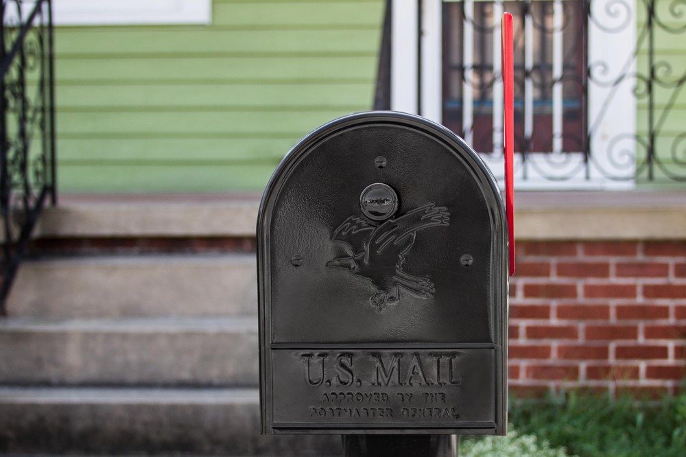 Large Black Mailbox with Rear Access Rust Resistant Steel for High Volume Mail