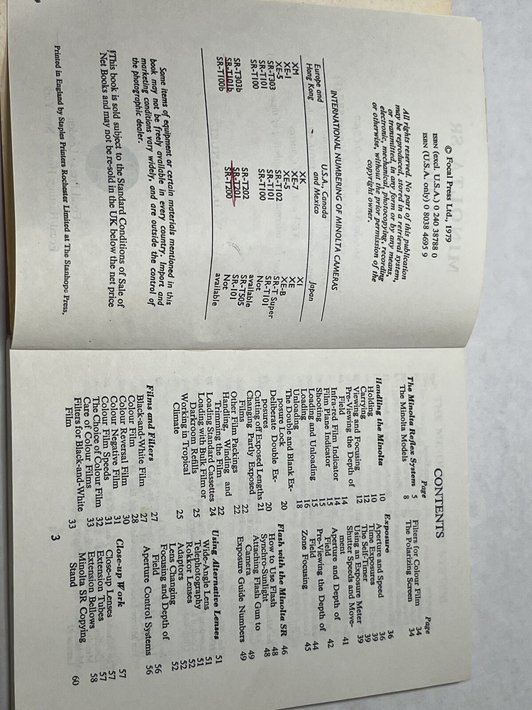Minolta SR Guide - 11th Edition Printed In 1979