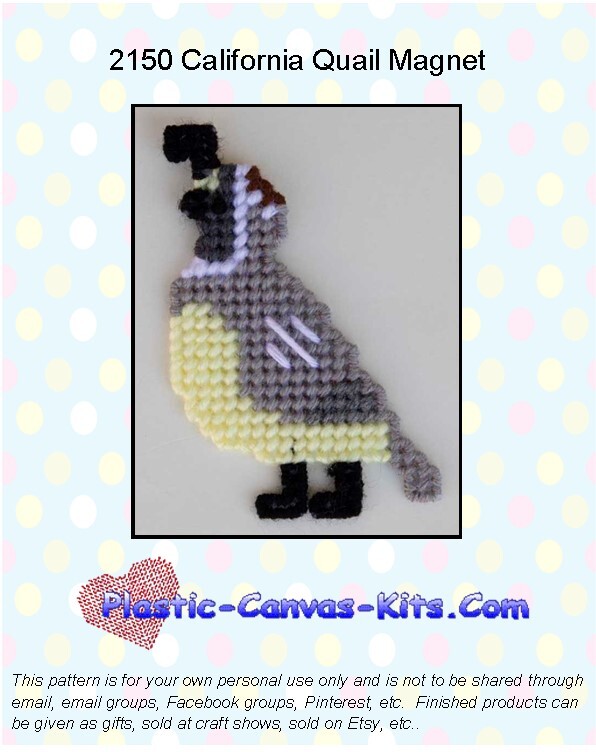 California Quail Magnet - Plastic Canvas Pattern or Kit