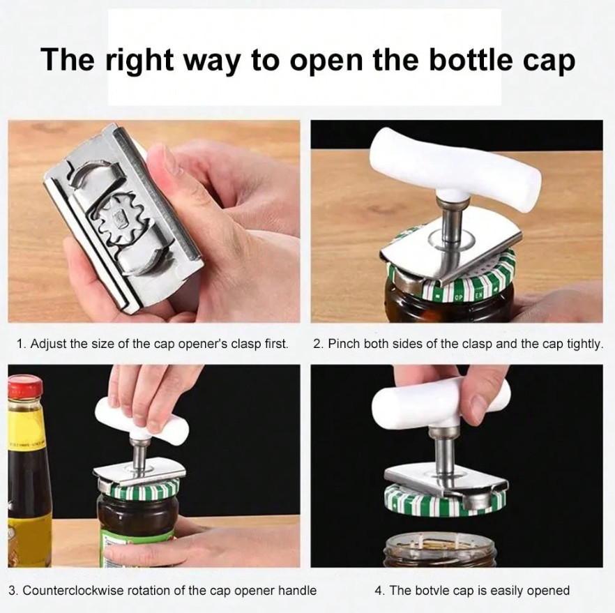 Multi-Function Adjustable Bottle Cap Opener, Labor-Saving Jar & Screw Can Opener