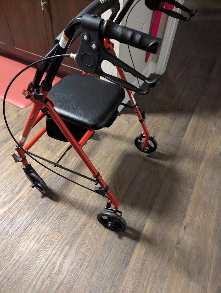 Drive 4-Wheel Foldable Rollator Walker With Seat Adjustable Height Red
