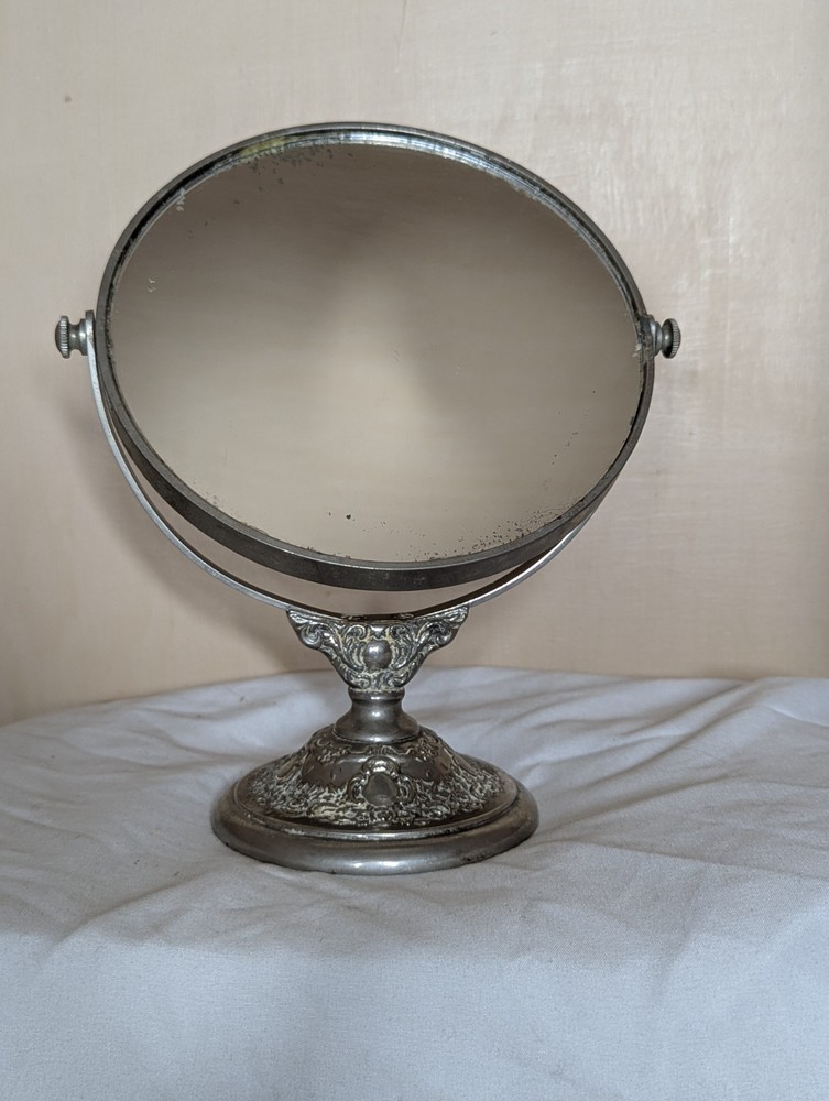 Vintage Victorian Silver Plated Standing Mirror