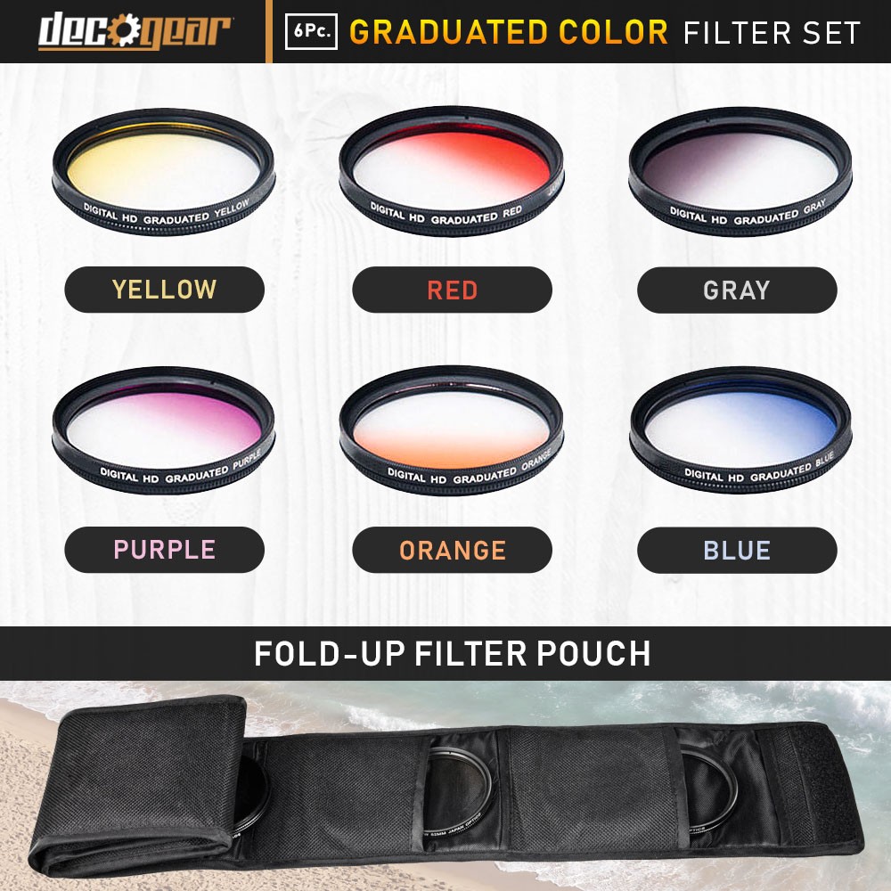 Deco Gear Graduated Color Multicoated 6pcs Filter Set with Fold Up Pouch