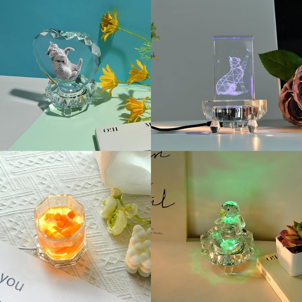 Crystal LED Light Base Multicolor Changing Pedestal Color Show Stand Lighted ...