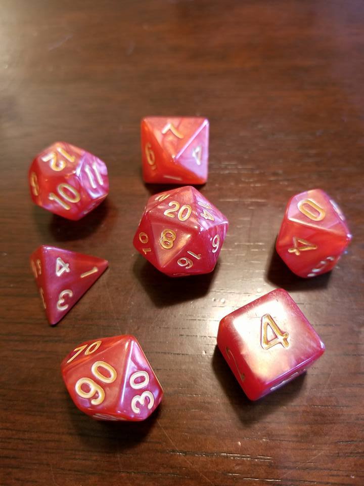 Golden Ruby Dice Set 7 Dice Set Polyhedral DND Dungeons & Dragons Pathfinder