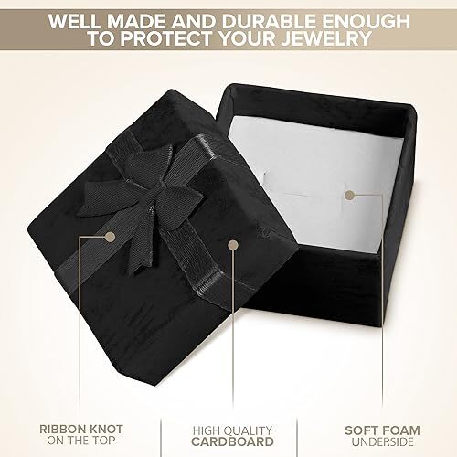24Pcs Black Ring Boxes Bulk - Ring Jewelry Box Ring Boxes 24Pcs Boxes Black