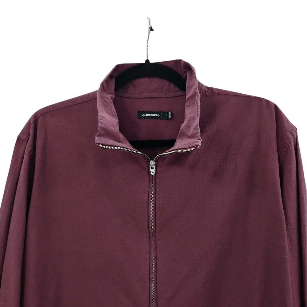J Lindeberg 1/2 Zip David Crepe Moline Pullover Golf Shirt Maroon Red Medium