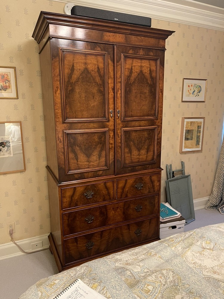 Biedermeier Style Burled Elm Television Armoire