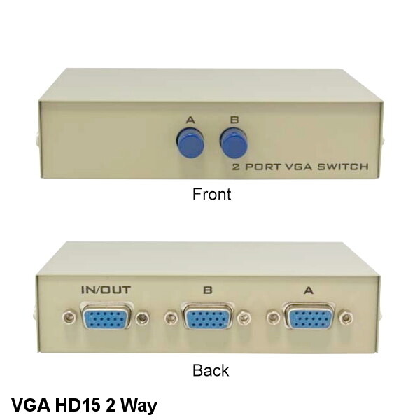 Kentek VGA HD15 2 Way Data Transfer Switch Box Button PC MAC Display Monitor