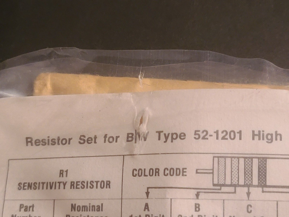 52-120105 RESISTOR Set for B/W Type Controls High Sensitivity Solid State Relay