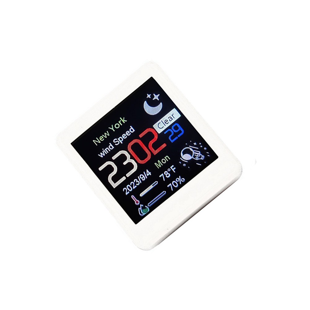 Smart Clock WIFI Weather Clock Screen Temperature&Humidity Desktop Decor White