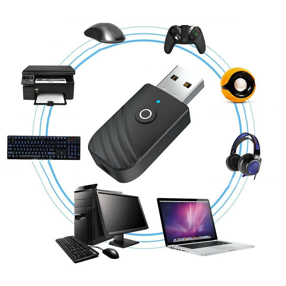 3-In-1 Wireless USB Bluetooth 5.0 Audio Transmitter Receiver 3.5mm Aux Adapter