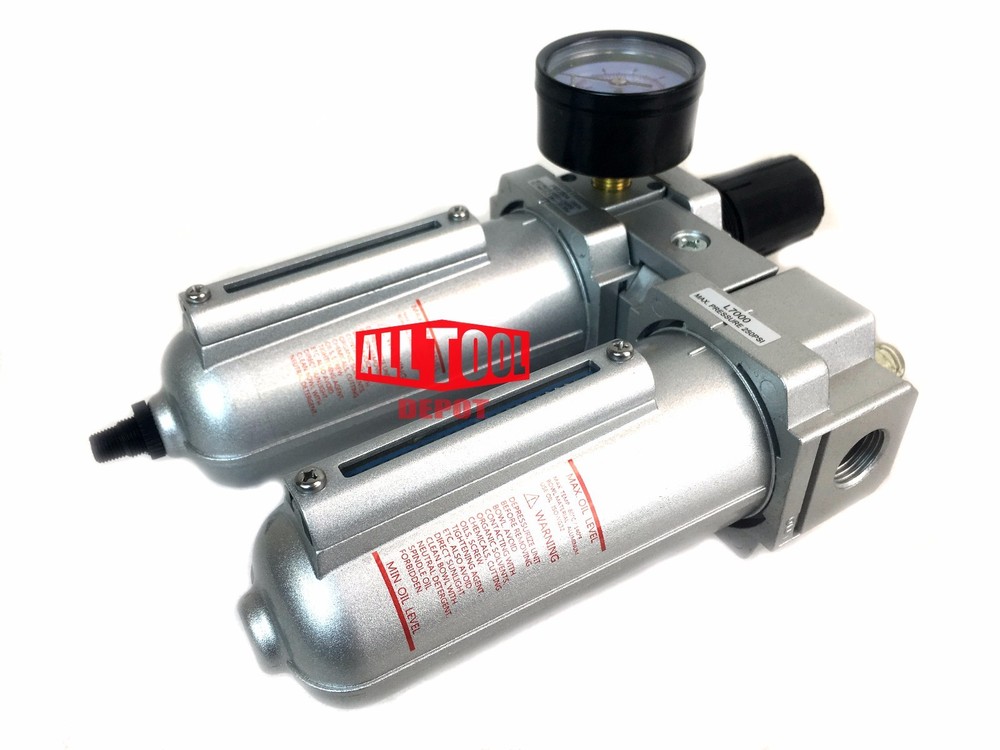 1/2" Air Moisture Filter Regulator Oiler Separator Lubricator Combo Auto Drain