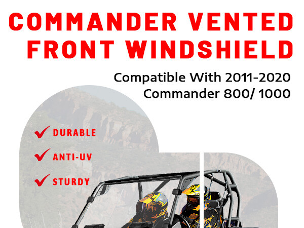 Vented Full Windshield Scratch-Resistant for Can Am Commander 800/1000 2011-2020
