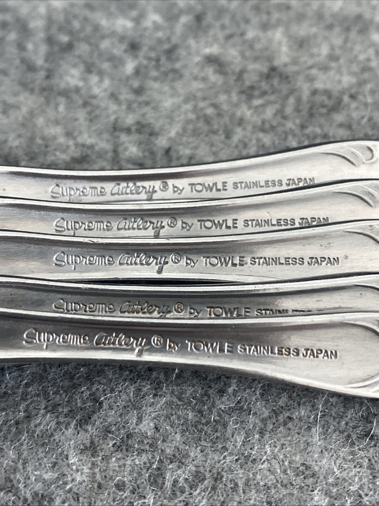 5 TOWLE/SUPREME CUTLERY STAINLESS FLATWARE, "PIERRE" PATTERN, SALAD FORKS