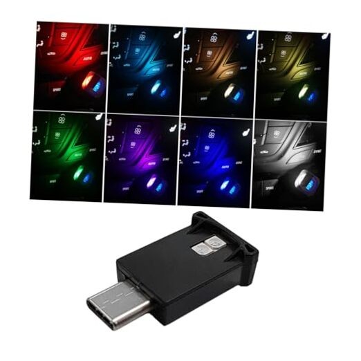 USB Type C LED Ambient Light, Mini 8 Colors RGB LED Light, Adjustable 1 PCS