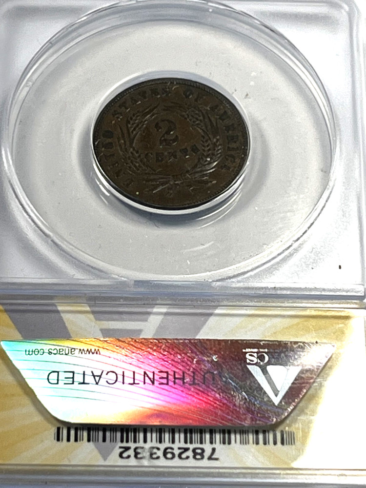 1864 Large Motto Two Cent Piece : ANACS EF45
