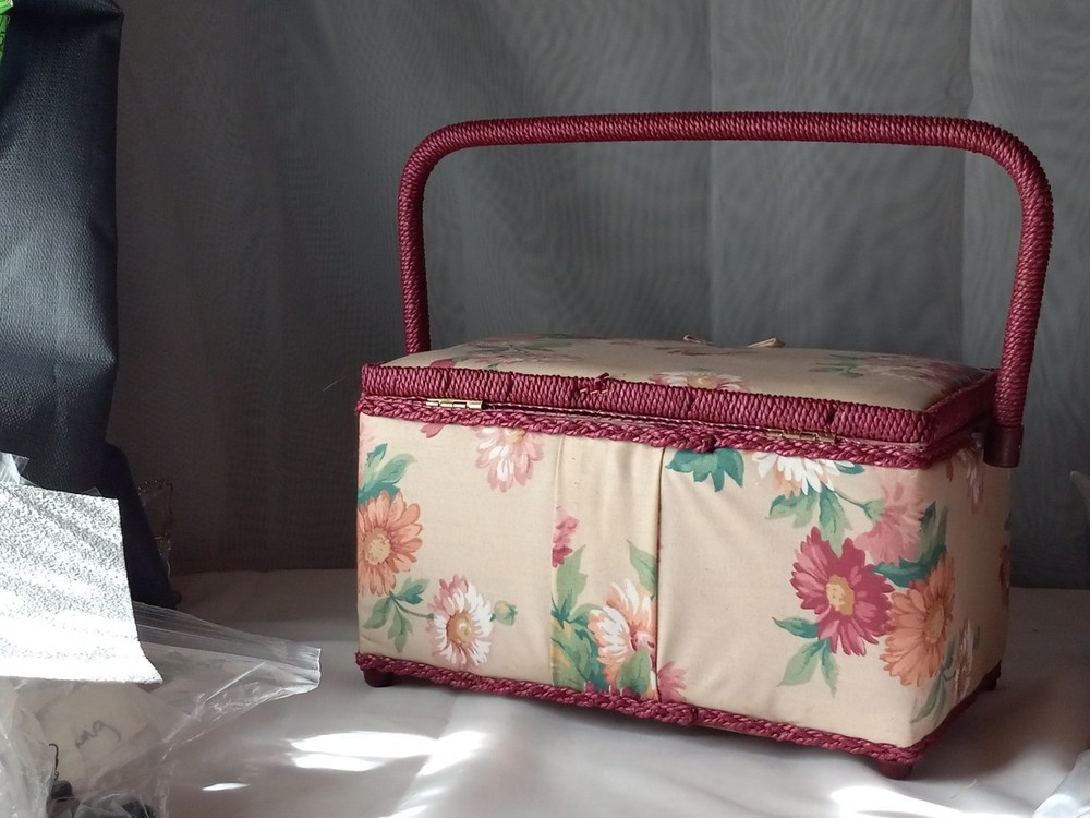 Fabric Craft Sewing Basket Box Rectangular Fabric Covered Storage Box #W-S