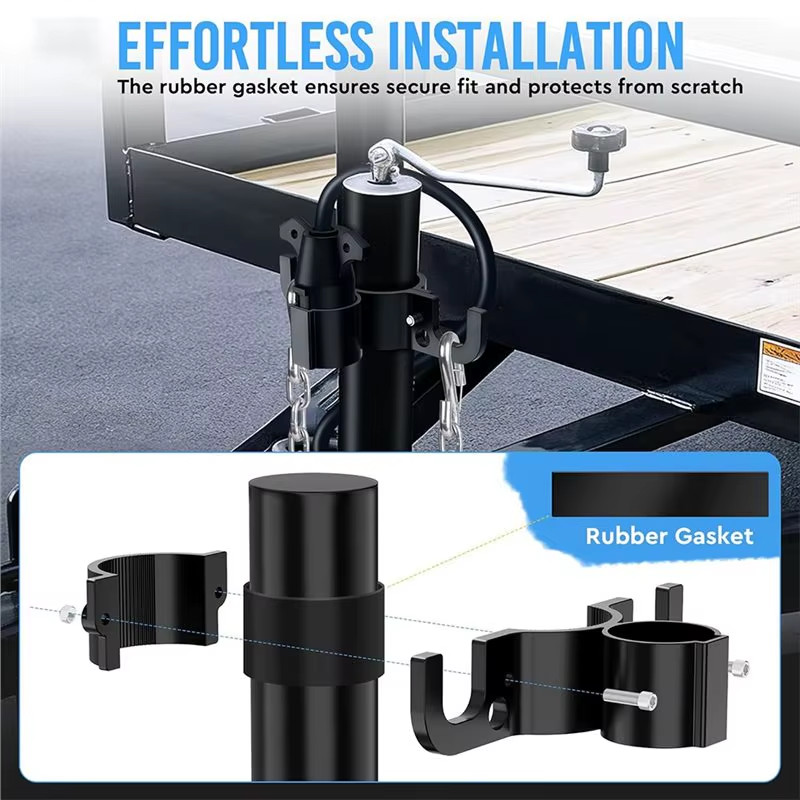 Aluminum Trailer Chain Holder 7-Way Plug Organizer 2” /2-1/4” Camper Tongue Jack