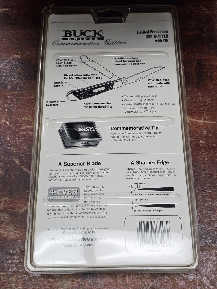 BUCK KNIVES 382 TRAPPER WITH TIN