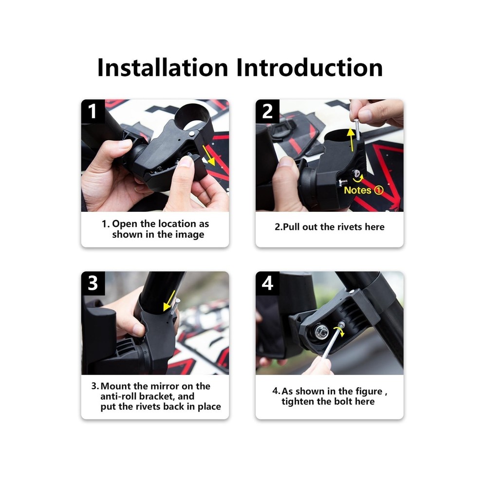 UTV Side Mirrors, Automatic Reset, for 1.5"-2.0" Roll Cage, Universal Fit