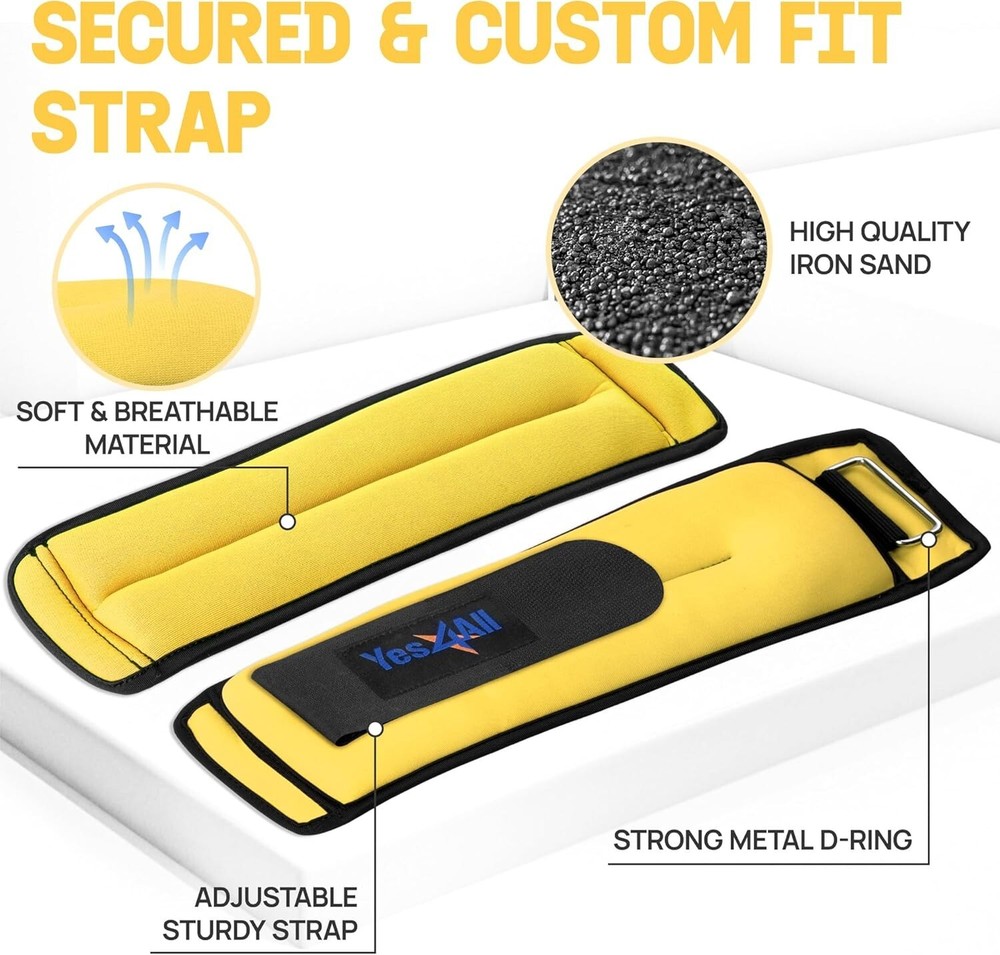 2x4Lbs Neoprene Ankle Weights for Walking, Jogging & Strength Training