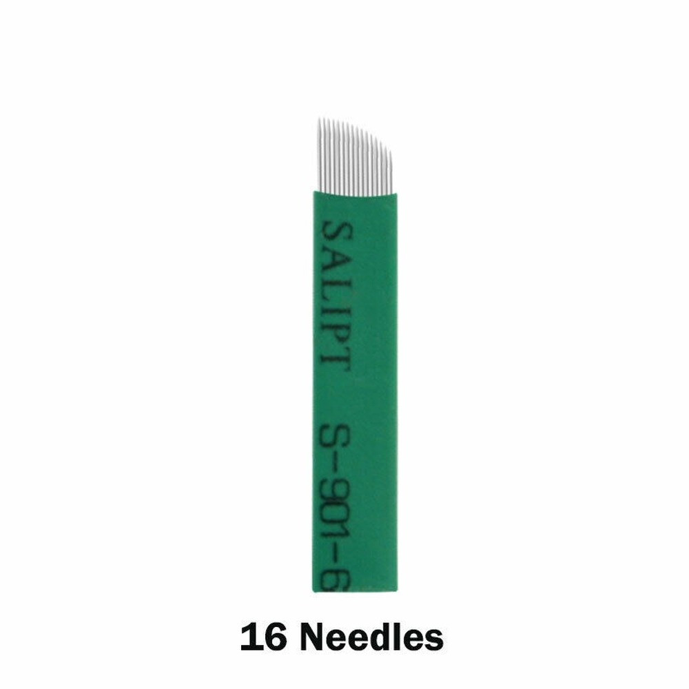 100pcs Microblading 16 Pins Needles Permanent Manual Eyebrow Tattoo Bevel Blades