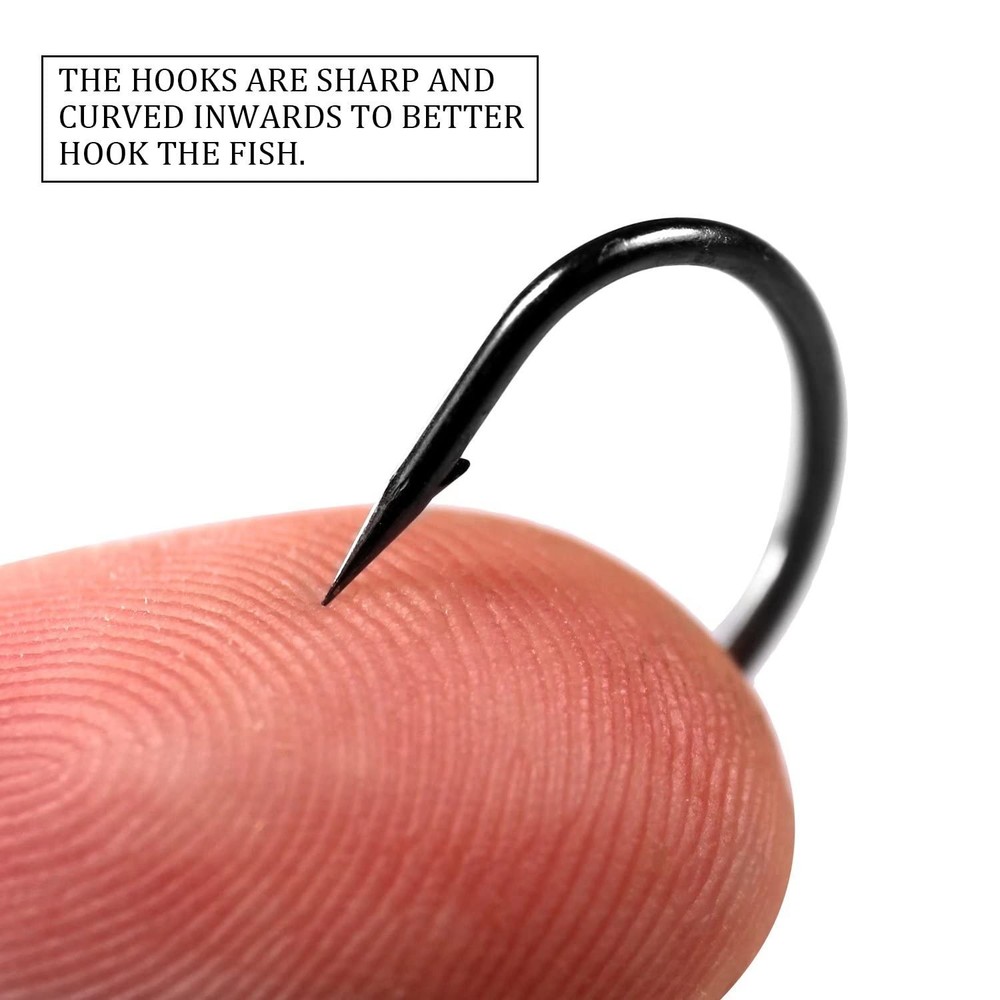 THKFISH 50pcs/100pcs/box Offset Worm Hook Fishing Hook Set Dropshot Hook Set ...