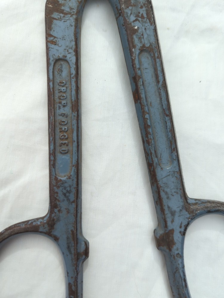 VINTAGE 12" WIS A-9 DROP FORGED SOLID STEEL TIN SNIPS BLUE Old Tool Scissors