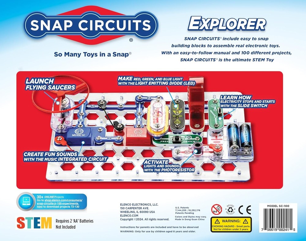 Snap Circuits Jr. SC-100 Electronics Exploration Kit, Over 100 100 Projects