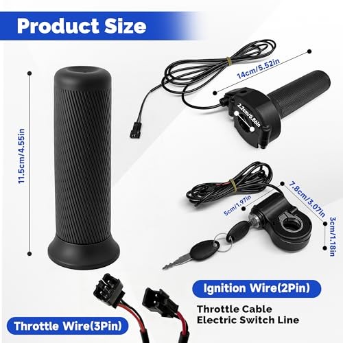 Full Twist Throttle Replacement for Ridstar Q20 with Ignition Switch, Plug and