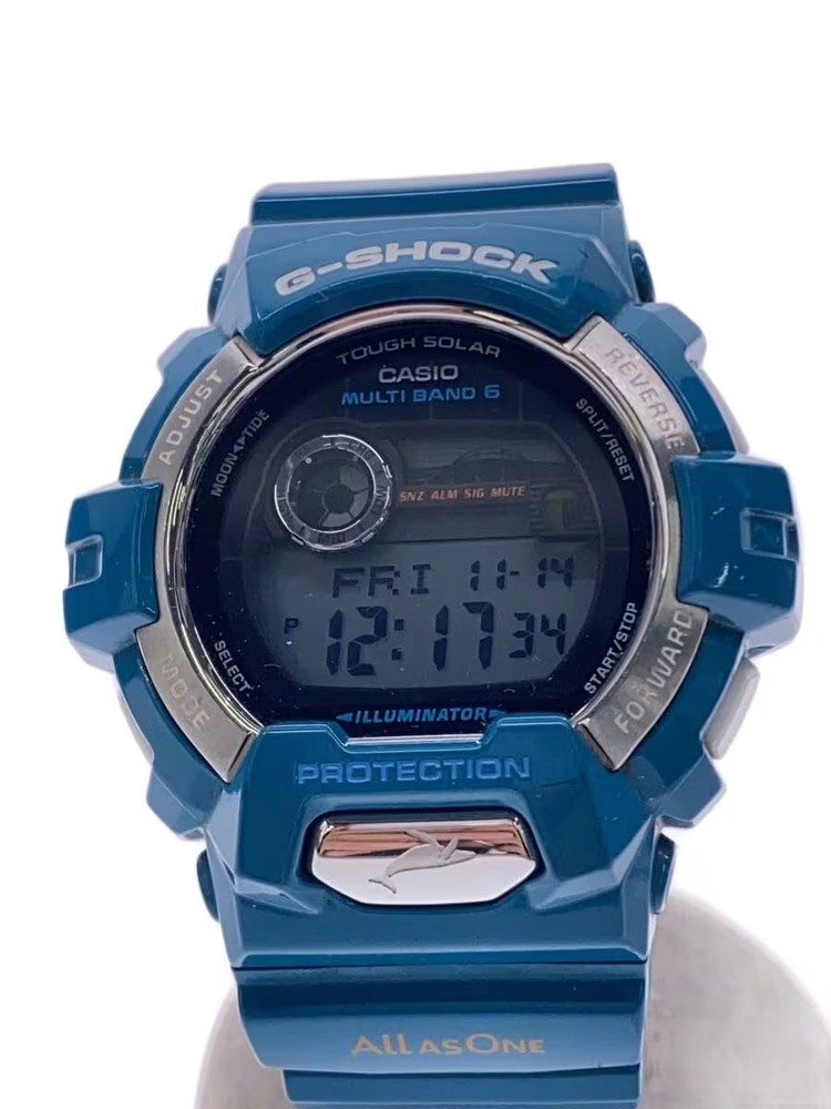 CASIO Solar Wristwatch G SHOCK Digital Rubber BLU BLU