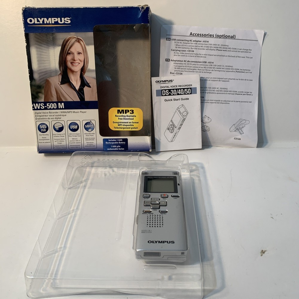 Olympus WS-500M 545 Hours Handheld Digital Voice Recorder SILVER