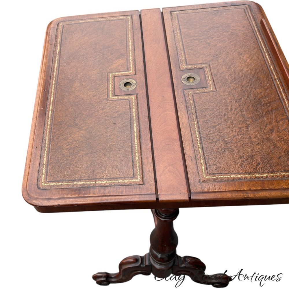 Antique Regency writing reading table combination drawing leather top 19th