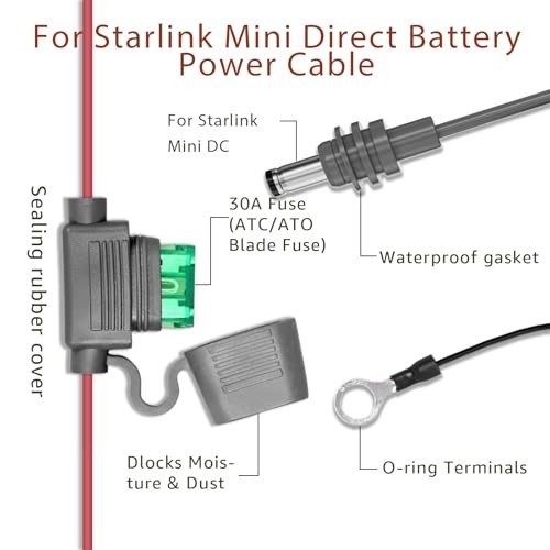 for Starlink Mini O-Ring DC Charging Cable, 10Ft Heavy Duty Direct Battery