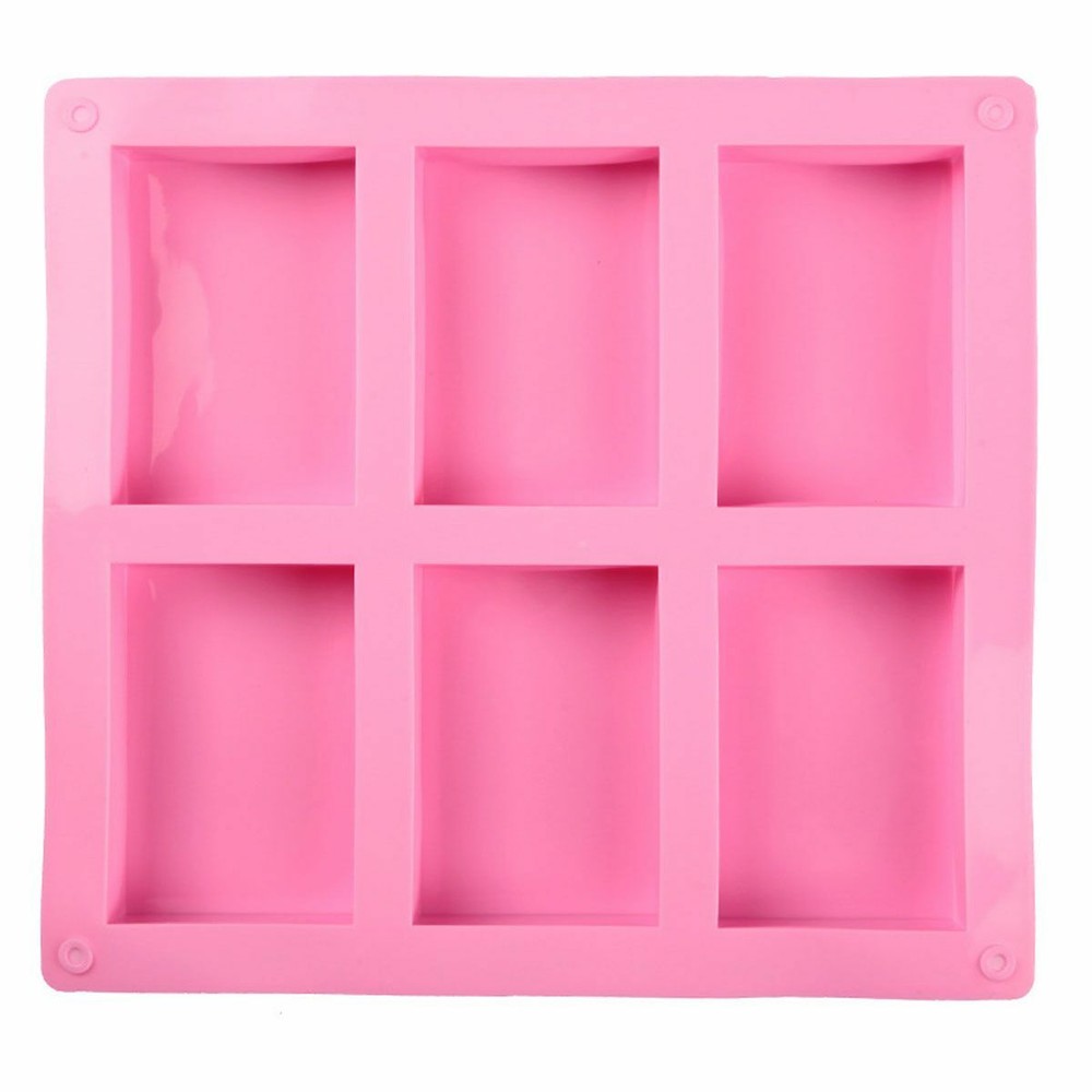 6 Cavity Rectangle Silicone Soap Making Molds DIY Mold Cake Bakeware Mould Tool
