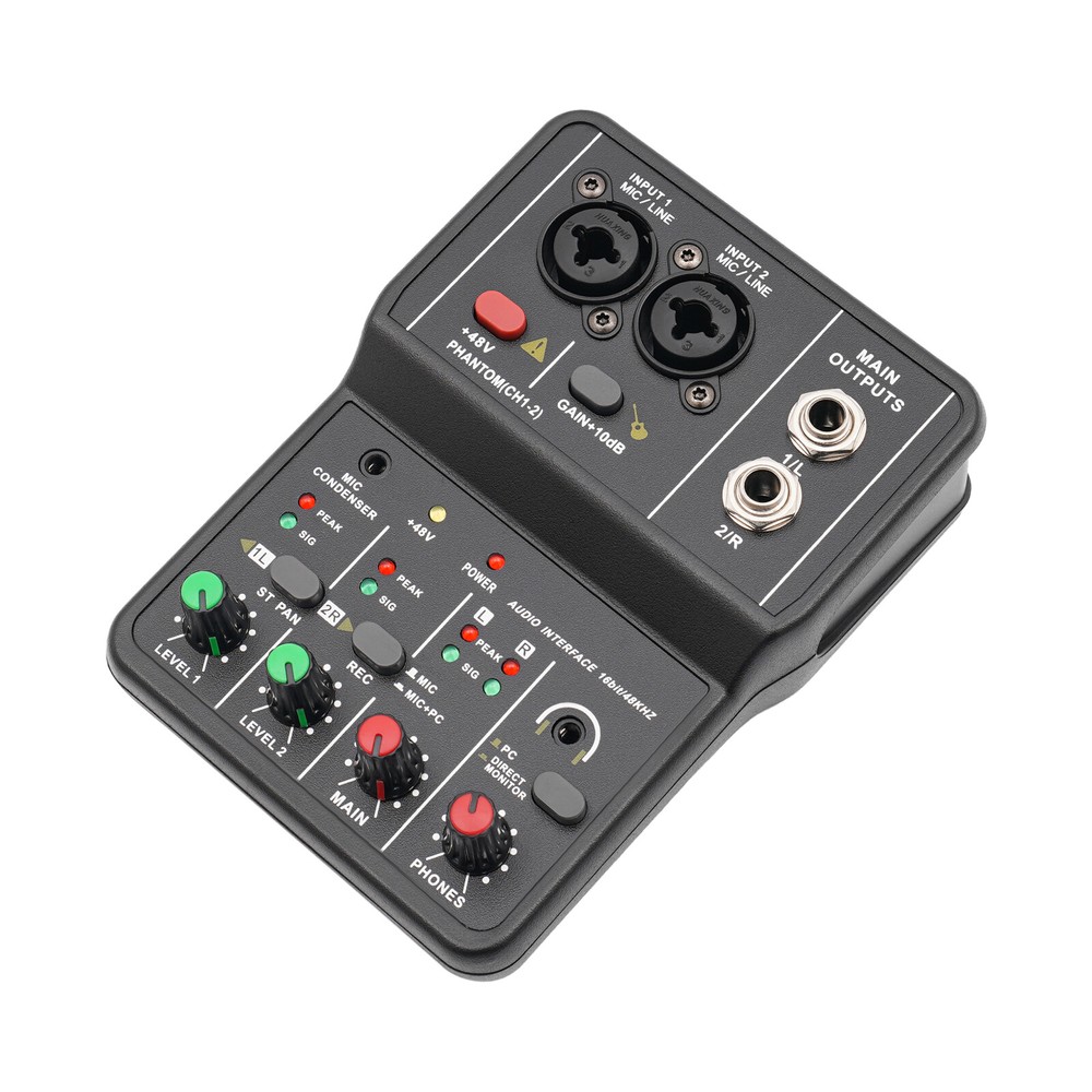 2Channel Mini Audio Mixer Bluetooth USB DJ Sound Mixing Console Amplifier Studio