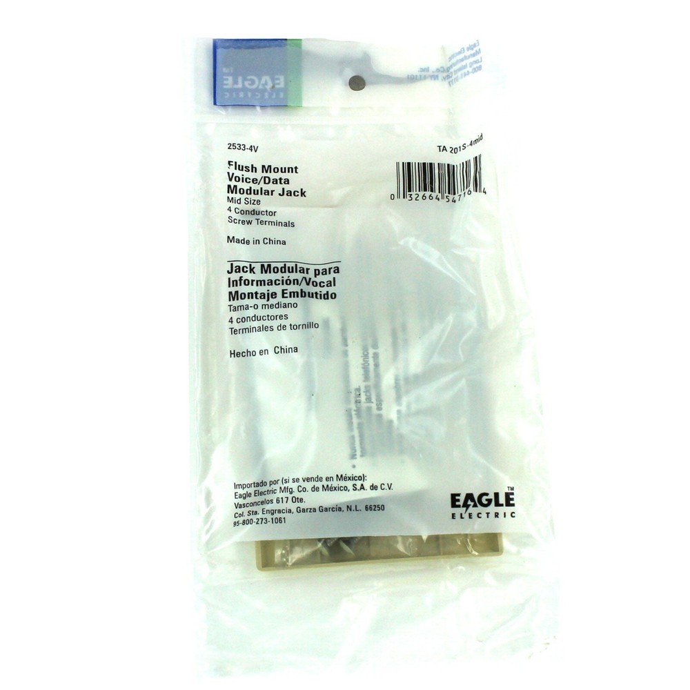 Eagle flush Mount Voice/Data Modular Jack #2533-4V