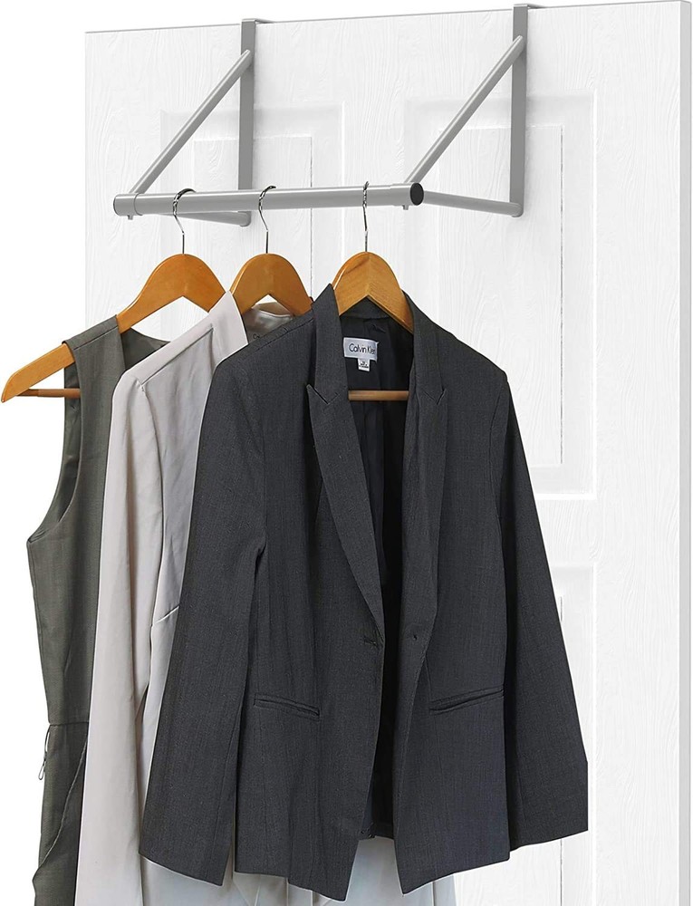 Over the Door Clothes Hanging Rod, Silver