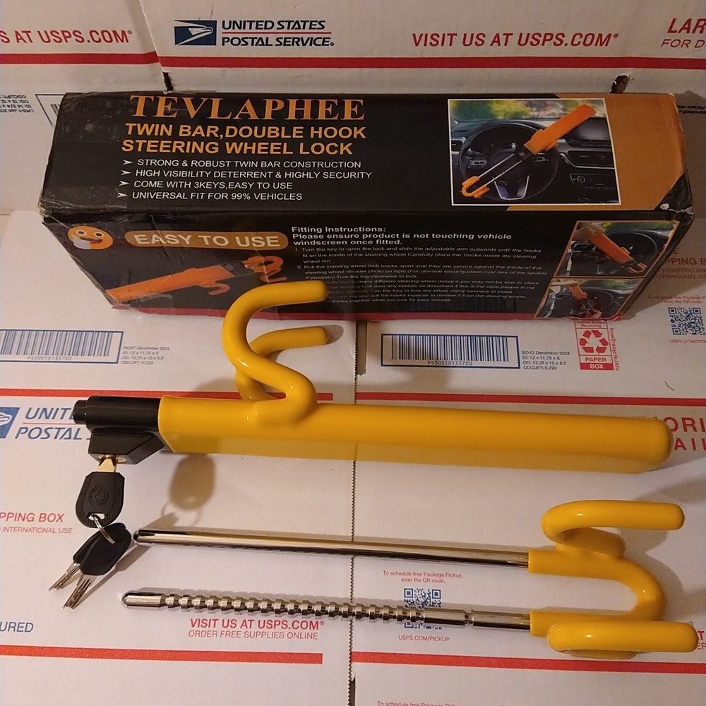 Steering Wheel Lock Heavy Duty Antitheft Device and Car Security Lock adjustable