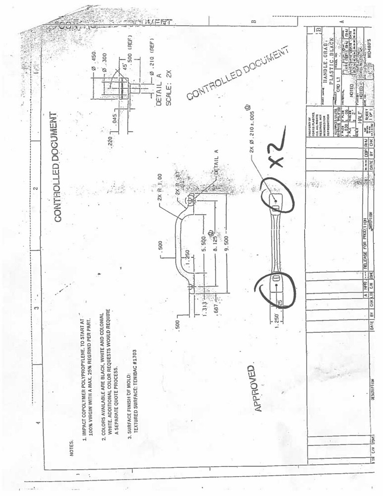 Black Plastic Grab Assist Handle Bar RV Motorhome Camper Trailer 9 1/2" 9.25"
