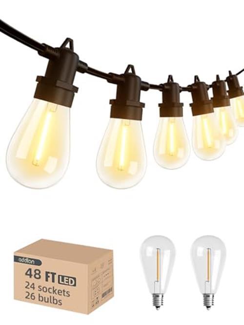 Outdoor String Lights, 48FT Edison Light String Commercial Grade 1 Black