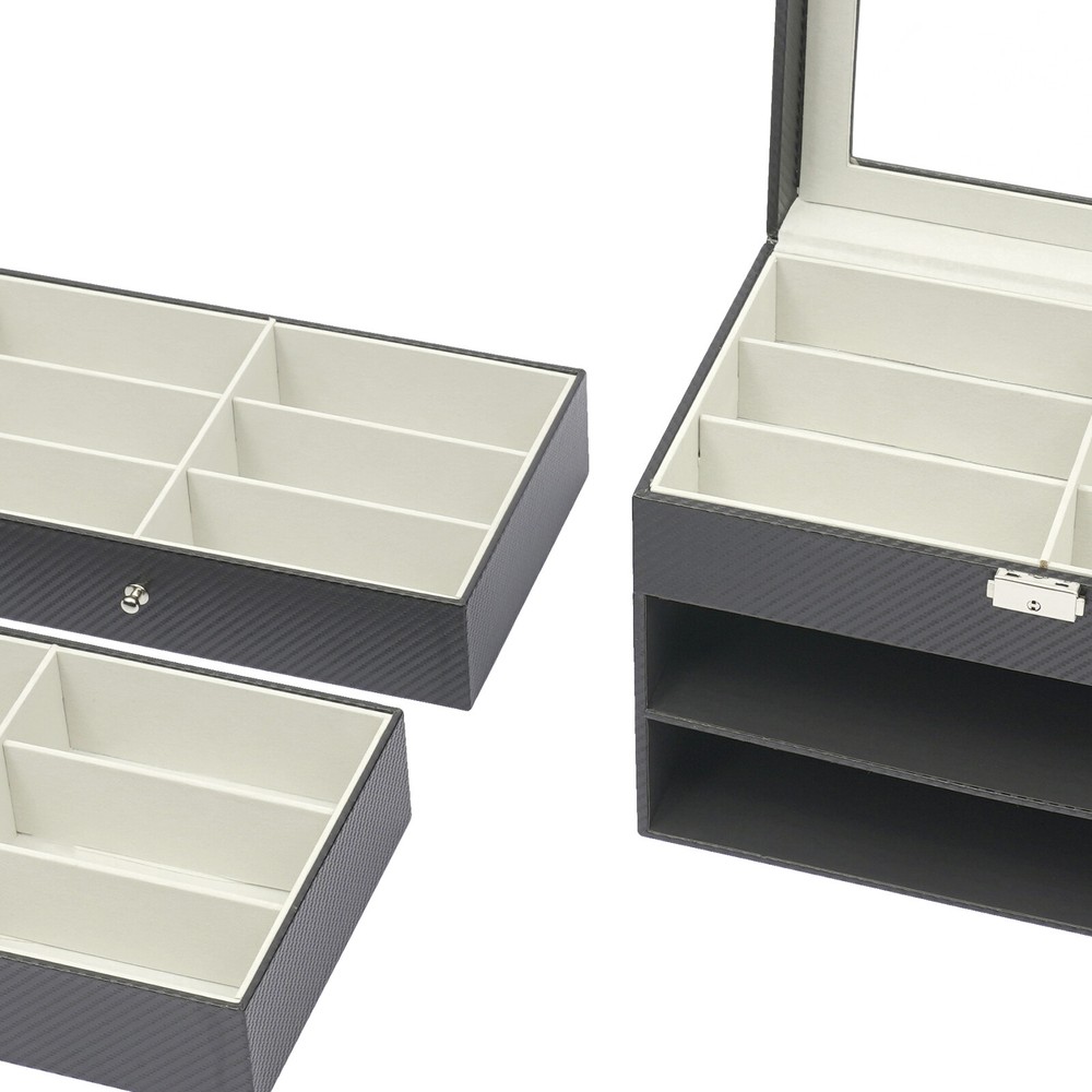 3 Layer Drawer Sunglasses Storage Box 18 Slot Lock Storage Box Storage Case Box